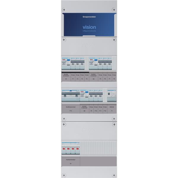 Hager 9-groepenkast 3-F,HS,3ALS2/30mA,3+3+3MCCB +B+T VKG333M-BT afbeelding 2