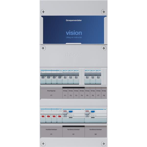 Hager 6-groepenkast 3-F,HS,2ALS4/30mA,3+3MCCB +D VKG33L-D afbeelding 2
