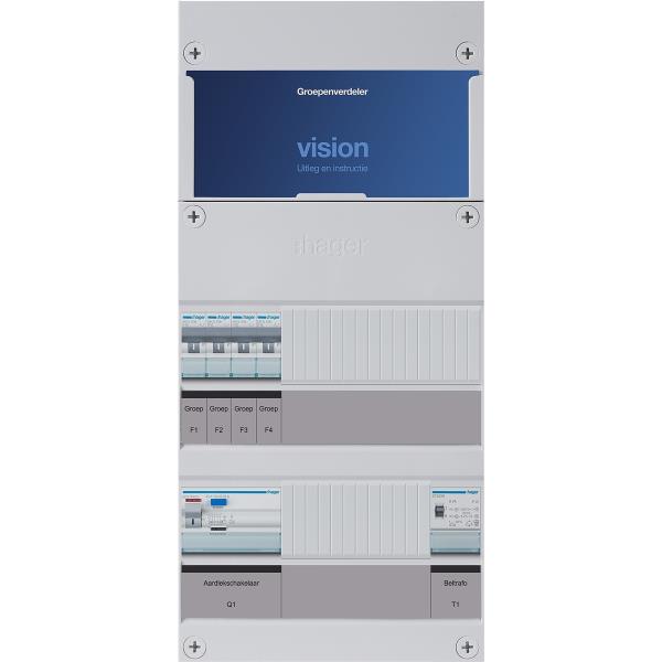 Hager 4-groepenkast 3-F,1ALS4/30mA,4MCCBdirekt +T VKG400U-T afbeelding 2