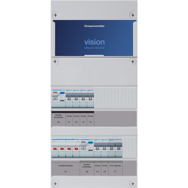 Hager 6-groepenkast 3-F,HS,2ALS2/30mA,4+2MCCB +F VKG420L-F afbeelding 2
