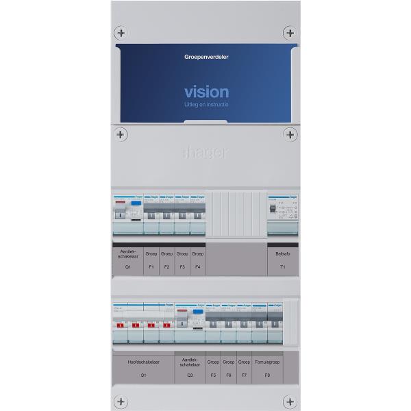 Hager 7-groepenkast 3-F,HS,2ALS2/30mA,4+3MCCB +F+T VKG430L-FT afbeelding 2