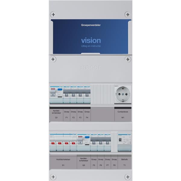 Hager 7-groepenkast 3-F,HS,2ALS2/30mA,4+3MCCB +T VKG430L-T afbeelding 2