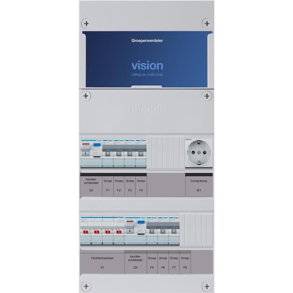 Hager 7-groepenkast 3-F,HS,2ALS2/30mA,4+3MCCB +W VKG430L-W afbeelding 2
