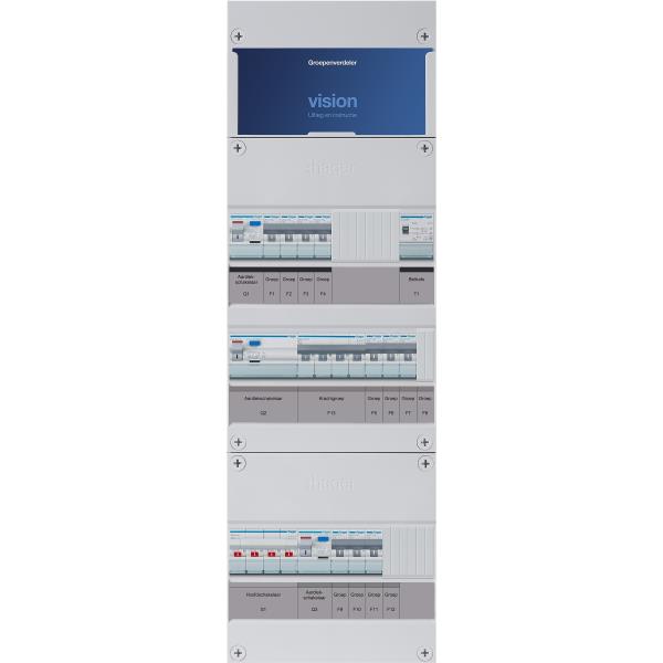 Hager 10-groepenkast 3-F,HS,3ALS2/30mA,4+3+3MCCB +K+T VKG433M-KT afbeelding 2