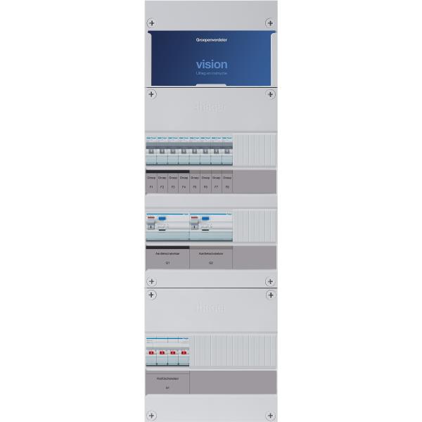 Hager 8-groepenkast 3-F,HS,2ALS4/30mA,4+4MCCB H=695mm VKG44M afbeelding 2