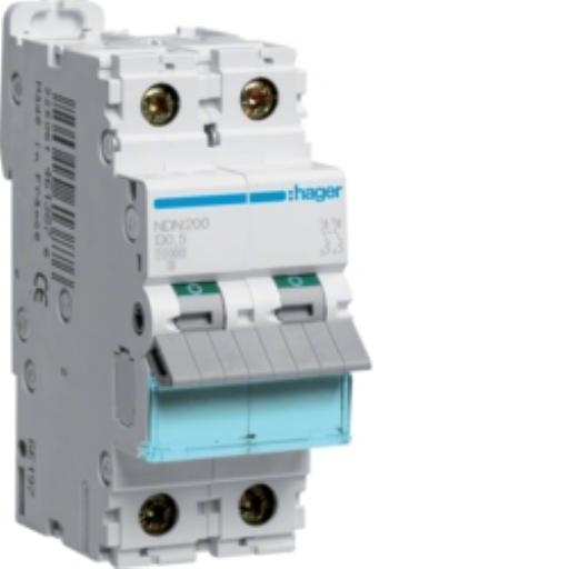 Hager Installatieautomaat 2-P D0,5A 10kA NDN200 afbeelding 2