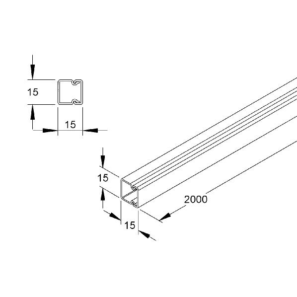 KLEINHUIS HKL1515.1 PVC GOOT+DKS 15X15 GRYS (1=1M) afbeelding 2