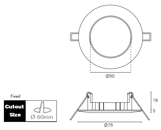 Inbouwspot GX5,3 50mm vast schuin gesch. alu