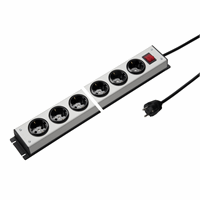 Stekkerblok 12 stopcontacten met schakelaar snoer stekker professioneel zilverkleurig snoer 1.5M