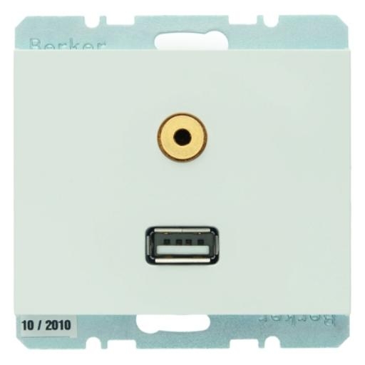 BERKER 3315397009 WCD USB/3.5MMAUDIO WT GL afbeelding 2