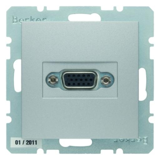 Berker S1 VGA wandcontactdoos met schroefliftklemmen aluminium mat (3315411404) afbeelding 2
