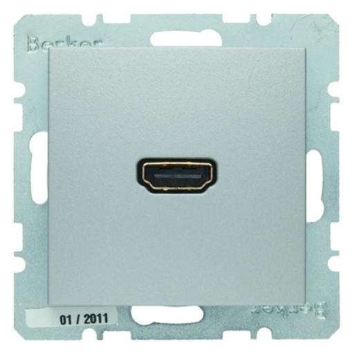 Berker S1 High Definition (HDMI) wandcontactdoos aluminium mat (3315421404) afbeelding 2