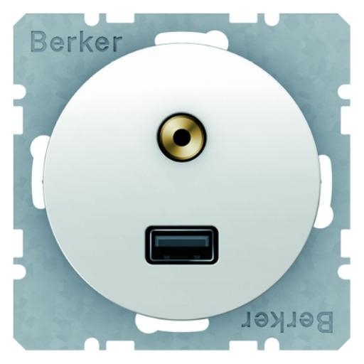Berker  wandcontactdoos Audio 3.5MM USB R1-R3 WT 3315392089 afbeelding 2