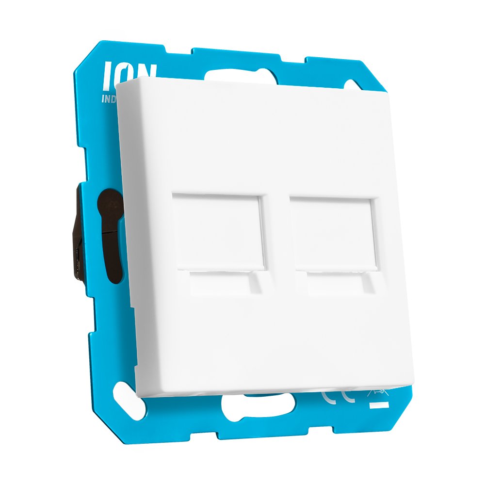 ION Modular Jack 2-voudig met Centraalplaat V1/J1 Alpin Wit afbeelding 1