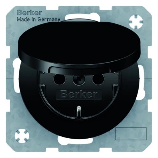 Berker wandcontactdoos RA klapdeksel R1-R3 zwart 47512045 afbeelding 2