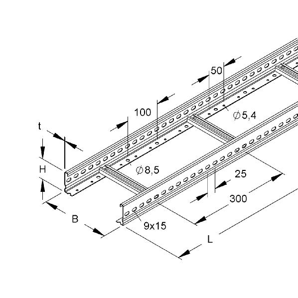 Kabelladder 60 600mm 6m KL60.603 afbeelding 2