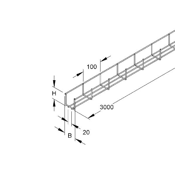 Draadgoot 60 60mm 3m kopp RVS GR60.060ER afbeelding 2