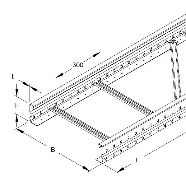 Kabelladder 150 800mm 6m WSL150.800 afbeelding 2