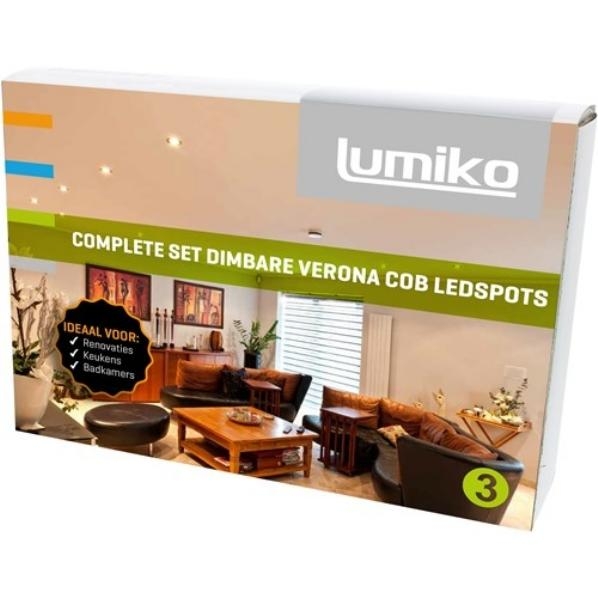 Verona inbouwspot set 3 spots compleet 3.3W 3000K Lumiko 863854