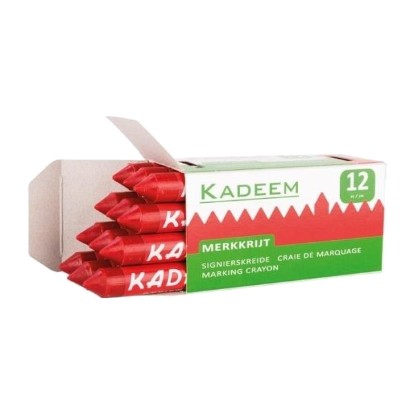 Markeerkrijt aftekenkrijt doos rood 12 stuks voor het aftekenen van leidingen en sparingen