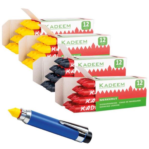 Markeerkrijt aftekenkrijt Set 4 x 12 Stuks Incl. Houder