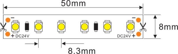 LED strip warmwit licht 2700K rol 5 meter dimbaar 9,6W/M 630 lumen 24V extra veel licht