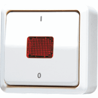 Schakelaar opb 2P lens rood alpinewit AP afbeelding 2