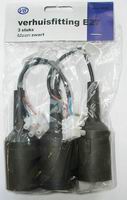 Verhuisfitting E27 (set 3st.) incl. 10cm snoer zw