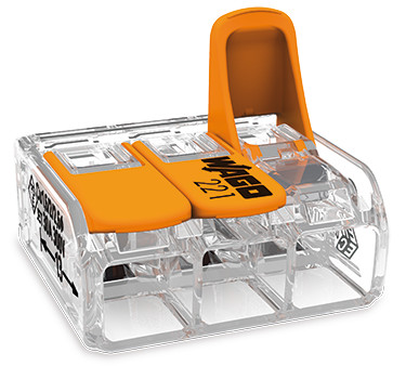 Wago Lasklem 221-613 hevelklem 3 draden voor soepele en massieve draad van 0,5 tot 6mm² (doos 30 stuks)