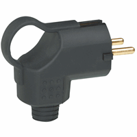 stekker haaks 2P+T 16A rubber zwart afbeelding 2