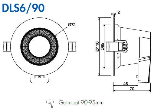 Led-Downlight 6W Ww,Nw,Cw 110mm Ip54 Wit afbeelding 3