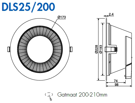 Led-Downlight 25W Ww,Nw,Cw 228mm Ip54 Wit afbeelding 3