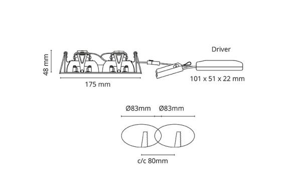 Sg Gyro Isosafe Led-Spot 2X6W Dimtowarm Zwart