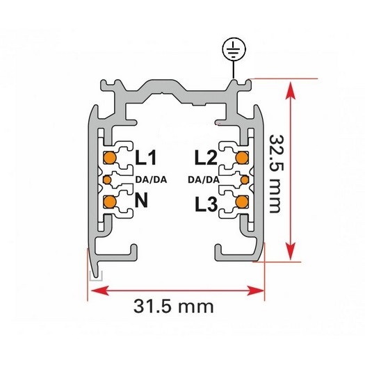 Spanningsrail 3f (1-10V/DALI) 2m zwart XTSC 6200-2