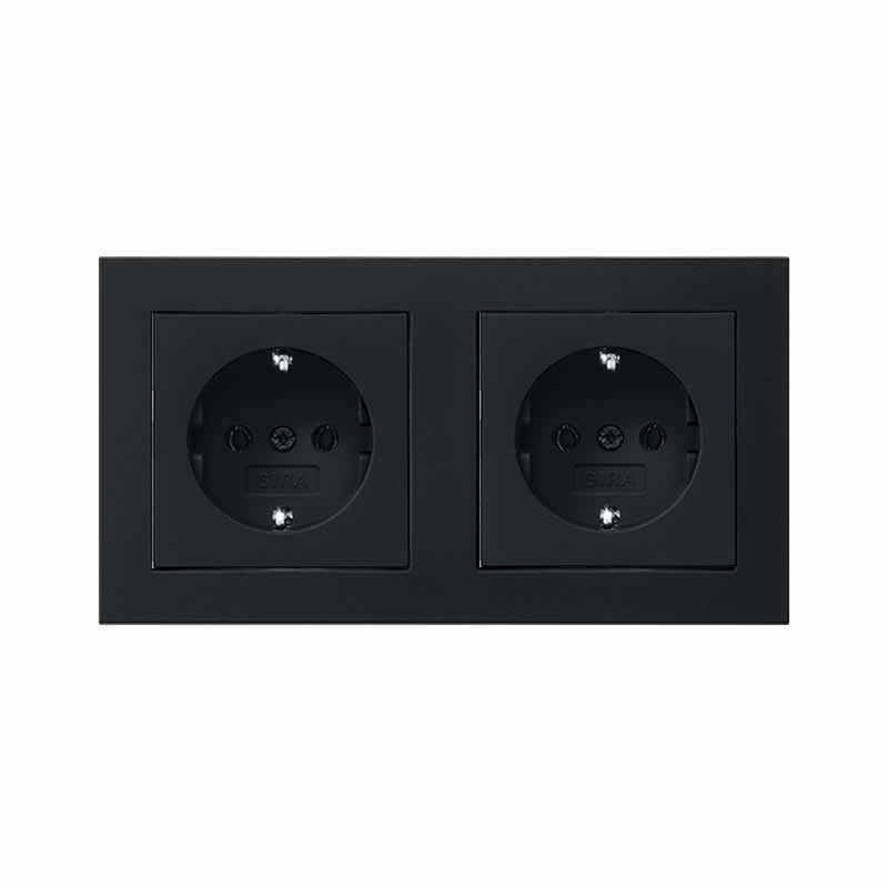 Zwart mat dubbel afdekraam Gira E2 021209 afbeelding 2