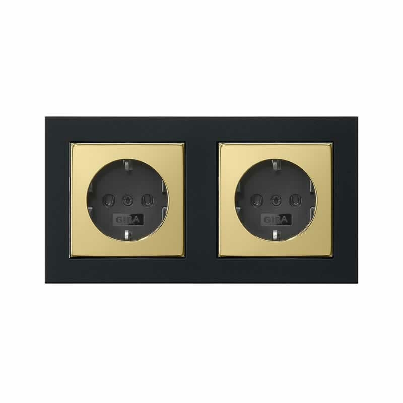 Zwart mat dubbel afdekraam Gira E2 021209 afbeelding 3