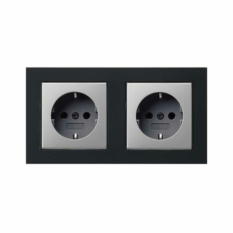 Zwart mat dubbel afdekraam Gira E2 021209 afbeelding 4