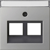 Gira System 55 Cpl 2x Mod-jack 30° tekstveld edelstaal 2640600 afbeelding 2