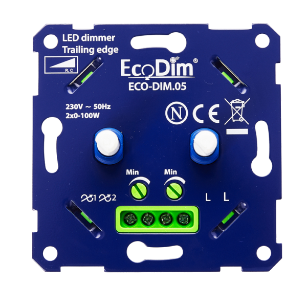 Duodimmer 2x100W LED fase afsnijding Eco-Dim.05
