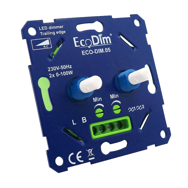 Duodimmer 2x100W LED fase afsnijding Eco-Dim.05