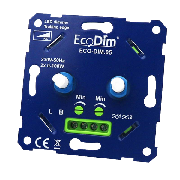Duodimmer 2x100W LED fase afsnijding Eco-Dim.05