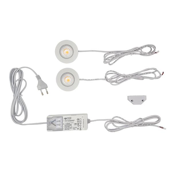 Interlight LED-spotset Cabiled dimbaar 2x4W 2700K IP44 wit