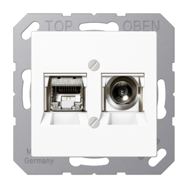 Coax en UTP aansluiting wit Jung AS500 multimedia voor televisie en computer (MMDA4521WW)