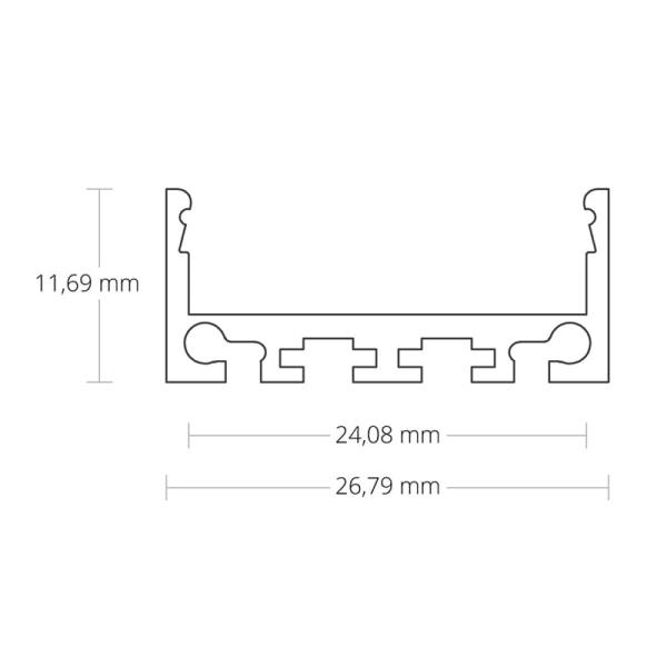 PN4 LED Profile 200cm White RAL9010,  strips 24mm afbeelding 3