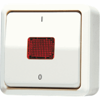 Schakelaar opb 2P lens rood crème AP afbeelding 2