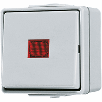 Schakelaar IP44 wissel lens rood met bak WG6 afbeelding 2