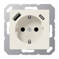WCD RA 1V Slv Inb kv Usb-A+Usb-C Crème A/As afbeelding 2