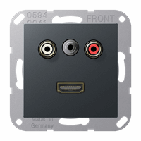 Cpl slv inb 2xTulp+1xMiniJack + HDMI antr.mat A/AS afbeelding 2