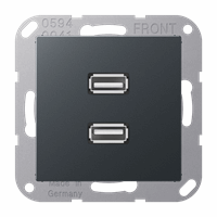 Cpl slv inb 2xUSB 2.0 antraciet mat A/AS afbeelding 2