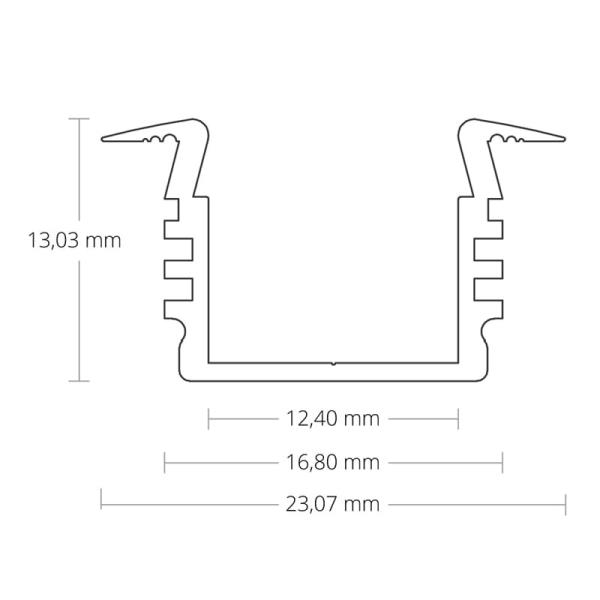 LED-strip profiel PL3 max. 12mm inbouw alu 2m afbeelding 3
